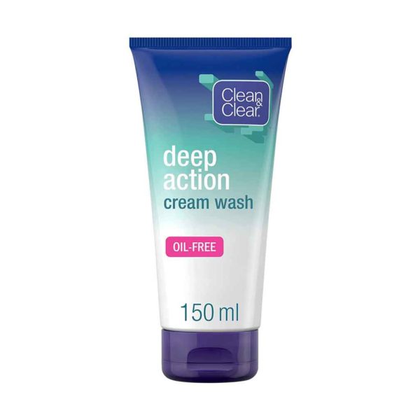 Clean & Clear Oil Free Deep Action Cream Wash (150ml)