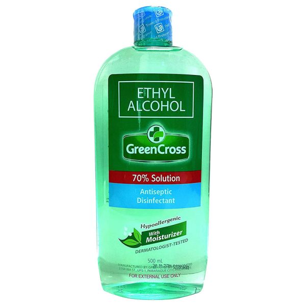 GREEN CROSS ETHYL ALCOHOL 70% SOLUTION ANTISEPTIC DISINFECTANT 500ml